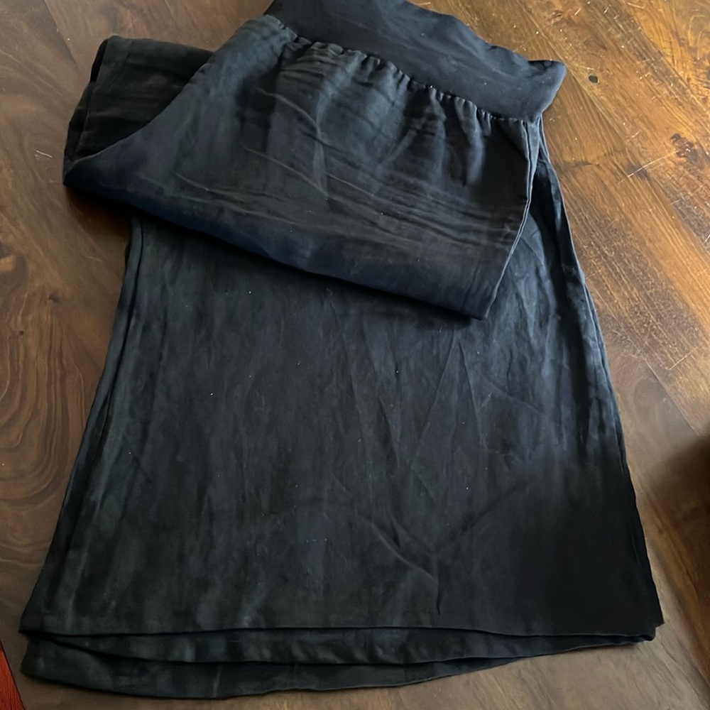 BRYN WALKER LINEN WIDE LEG PANT BLACK XL
